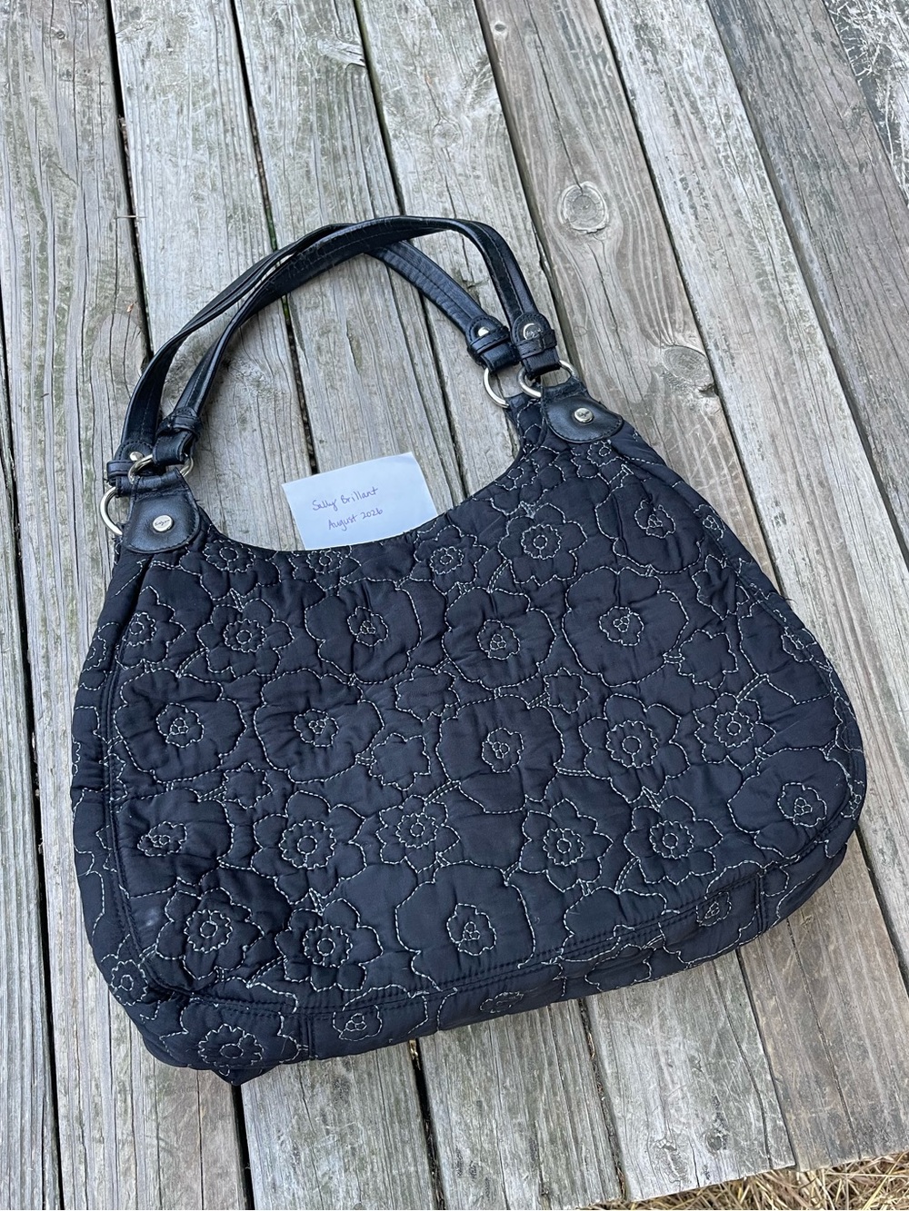 thirty-one Black Quilted Floral Shoulder Bag